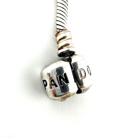 Pandora 925 Authentic Sterling Silver Snake Chain Charm 6.25” Bracelet - Picture 6 of 9